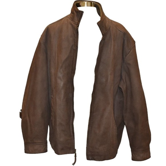 Jos. A. Bank Brown Leather Full Zip Jacket Size XXL - Picture 3 of 11